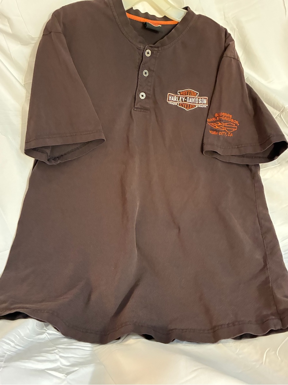 Harley-Davidson Men’s Brown Short-Sleeve Henley Shirt Size L